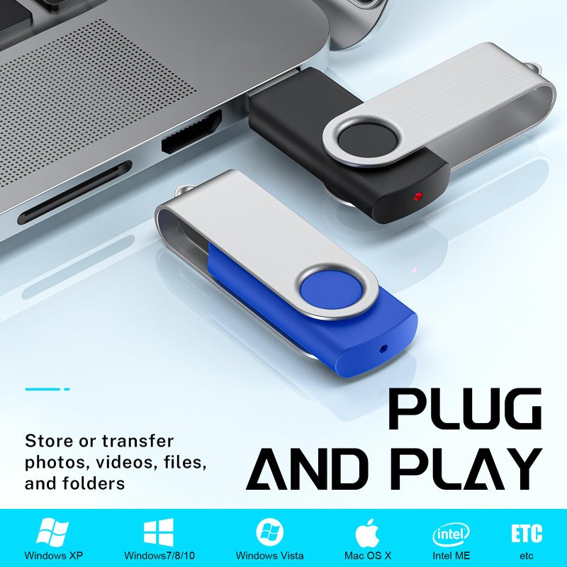 FEBNISCTE Memory Stick 1GB USB Flash Drive Bulk 10 Pack - Bulk 1 GB USB 2.0 Stick Pendrive Multi-Coloured Thumb Drive - Swivel USB-Key Value Data Storage Jump Drive with 10pcs Ropes - Image 2